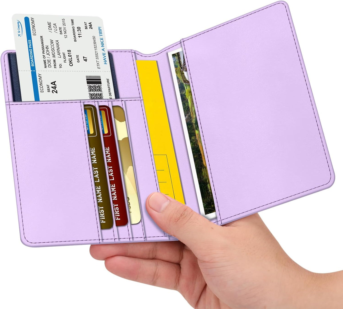 Passport Holder, Slim Travel Wallet RFID Blocking Card Case Cover | Passport Cover Protector Essentials with Credit Card Slots, For Women/Men