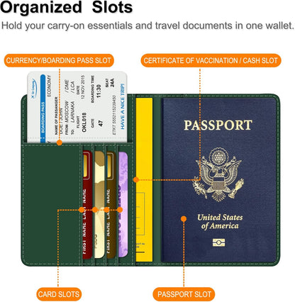 Passport Holder, Slim Travel Wallet RFID Blocking Card Case Cover | Passport Cover Protector Essentials with Credit Card Slots, For Women/Men