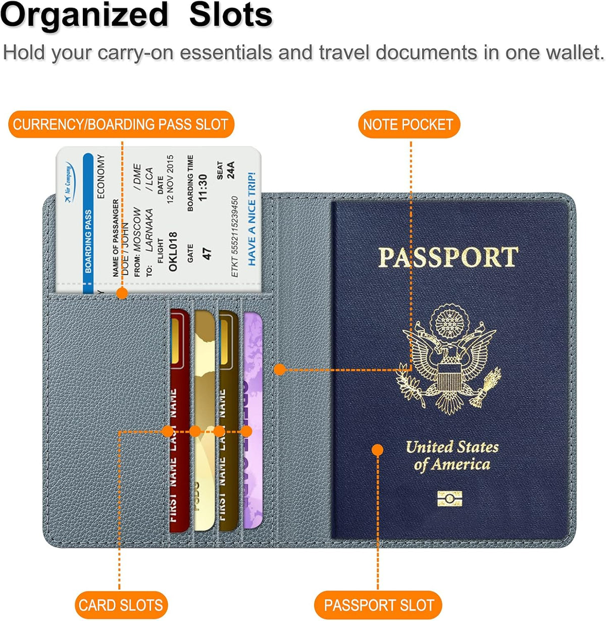 Passport Holder, Slim Travel Wallet RFID Blocking Card Case Cover | Passport Cover Protector Essentials with Credit Card Slots, For Women/Men