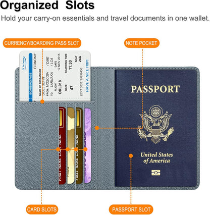 Passport Holder, Slim Travel Wallet RFID Blocking Card Case Cover | Passport Cover Protector Essentials with Credit Card Slots, For Women/Men