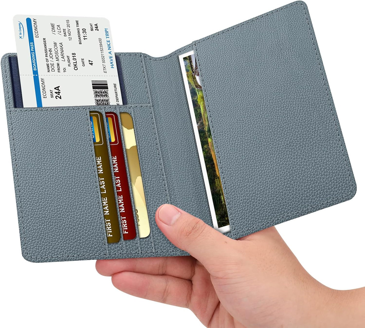 Passport Holder, Slim Travel Wallet RFID Blocking Card Case Cover | Passport Cover Protector Essentials with Credit Card Slots, For Women/Men