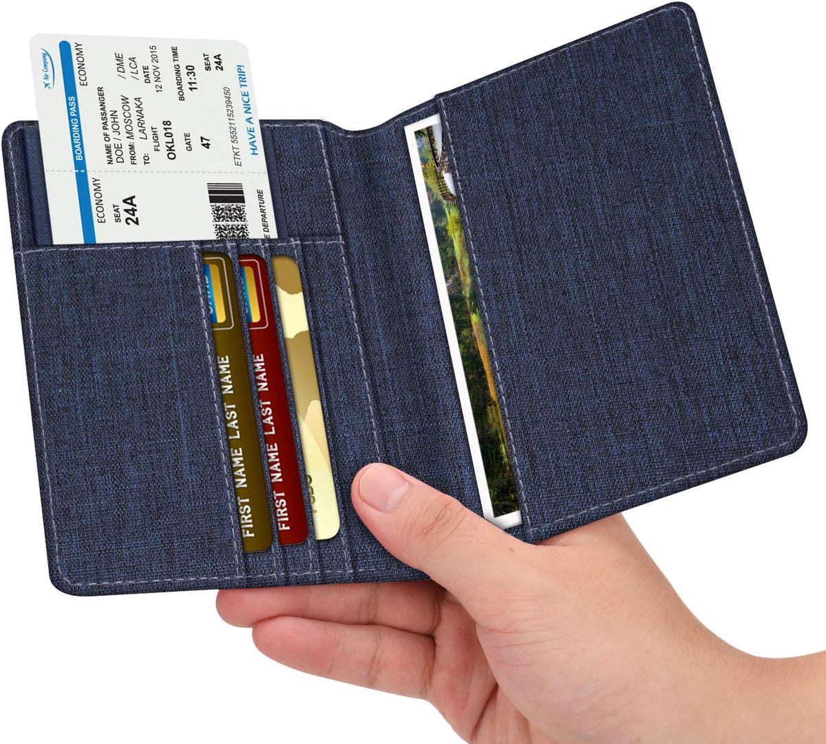 Passport Holder, Slim Travel Wallet RFID Blocking Card Case Cover | Passport Cover Protector Essentials with Credit Card Slots, For Women/Men