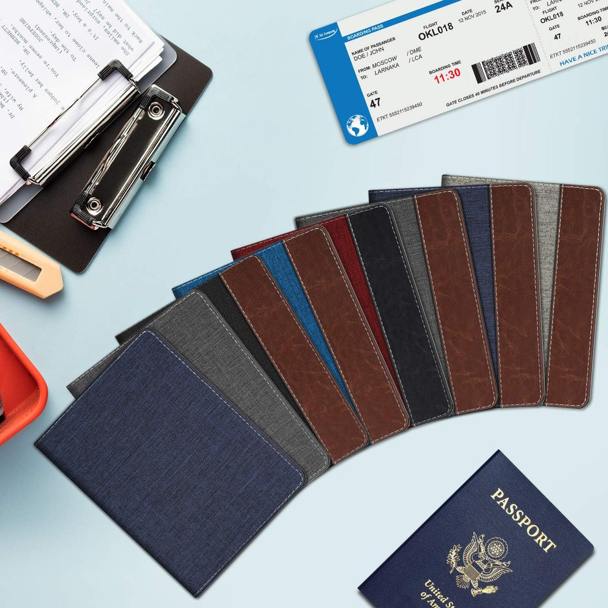Passport Holder, Slim Travel Wallet RFID Blocking Card Case Cover | Passport Cover Protector Essentials with Credit Card Slots, For Women/Men