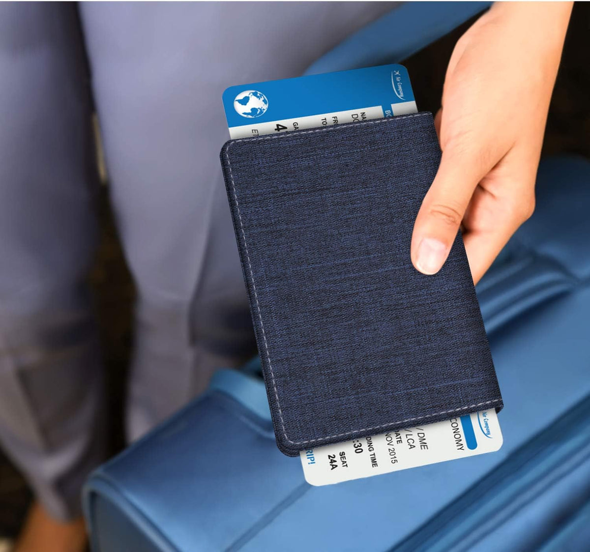 Passport Holder, Slim Travel Wallet RFID Blocking Card Case Cover | Passport Cover Protector Essentials with Credit Card Slots, For Women/Men