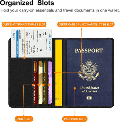 Passport Holder, Slim Travel Wallet RFID Blocking Card Case Cover | Passport Cover Protector Essentials with Credit Card Slots, For Women/Men