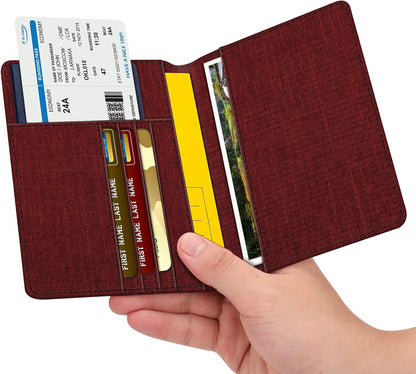 Passport Holder, Slim Travel Wallet RFID Blocking Card Case Cover | Passport Cover Protector Essentials with Credit Card Slots, For Women/Men