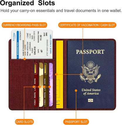 Passport Holder, Slim Travel Wallet RFID Blocking Card Case Cover | Passport Cover Protector Essentials with Credit Card Slots, For Women/Men