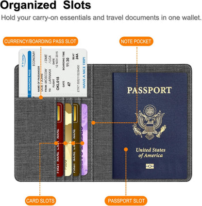 Passport Holder, Slim Travel Wallet RFID Blocking Card Case Cover | Passport Cover Protector Essentials with Credit Card Slots, For Women/Men