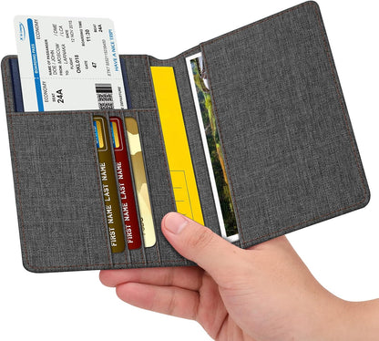 Passport Holder, Slim Travel Wallet RFID Blocking Card Case Cover | Passport Cover Protector Essentials with Credit Card Slots, For Women/Men