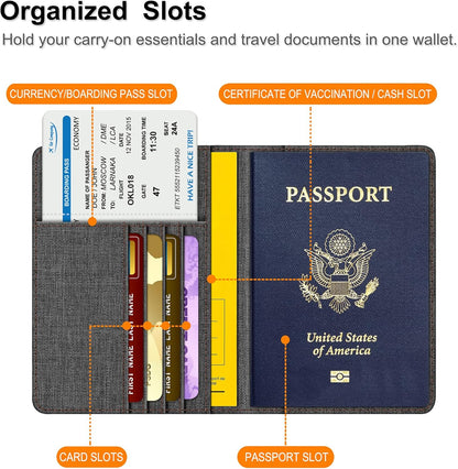 Passport Holder, Slim Travel Wallet RFID Blocking Card Case Cover | Passport Cover Protector Essentials with Credit Card Slots, For Women/Men