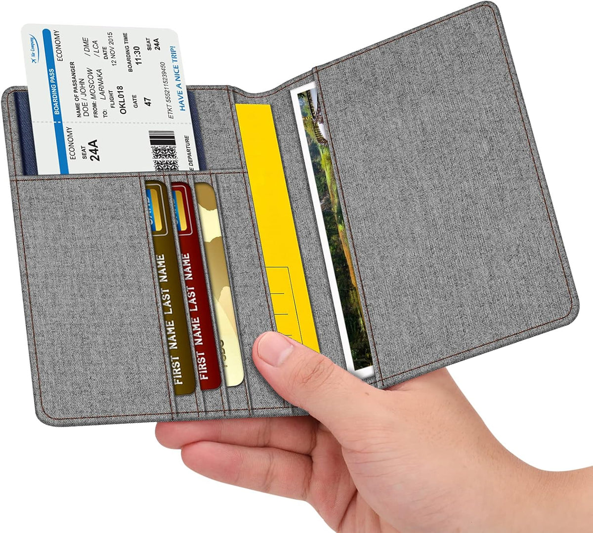 Passport Holder, Slim Travel Wallet RFID Blocking Card Case Cover | Passport Cover Protector Essentials with Credit Card Slots, For Women/Men