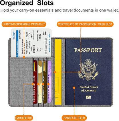 Passport Holder, Slim Travel Wallet RFID Blocking Card Case Cover | Passport Cover Protector Essentials with Credit Card Slots, For Women/Men