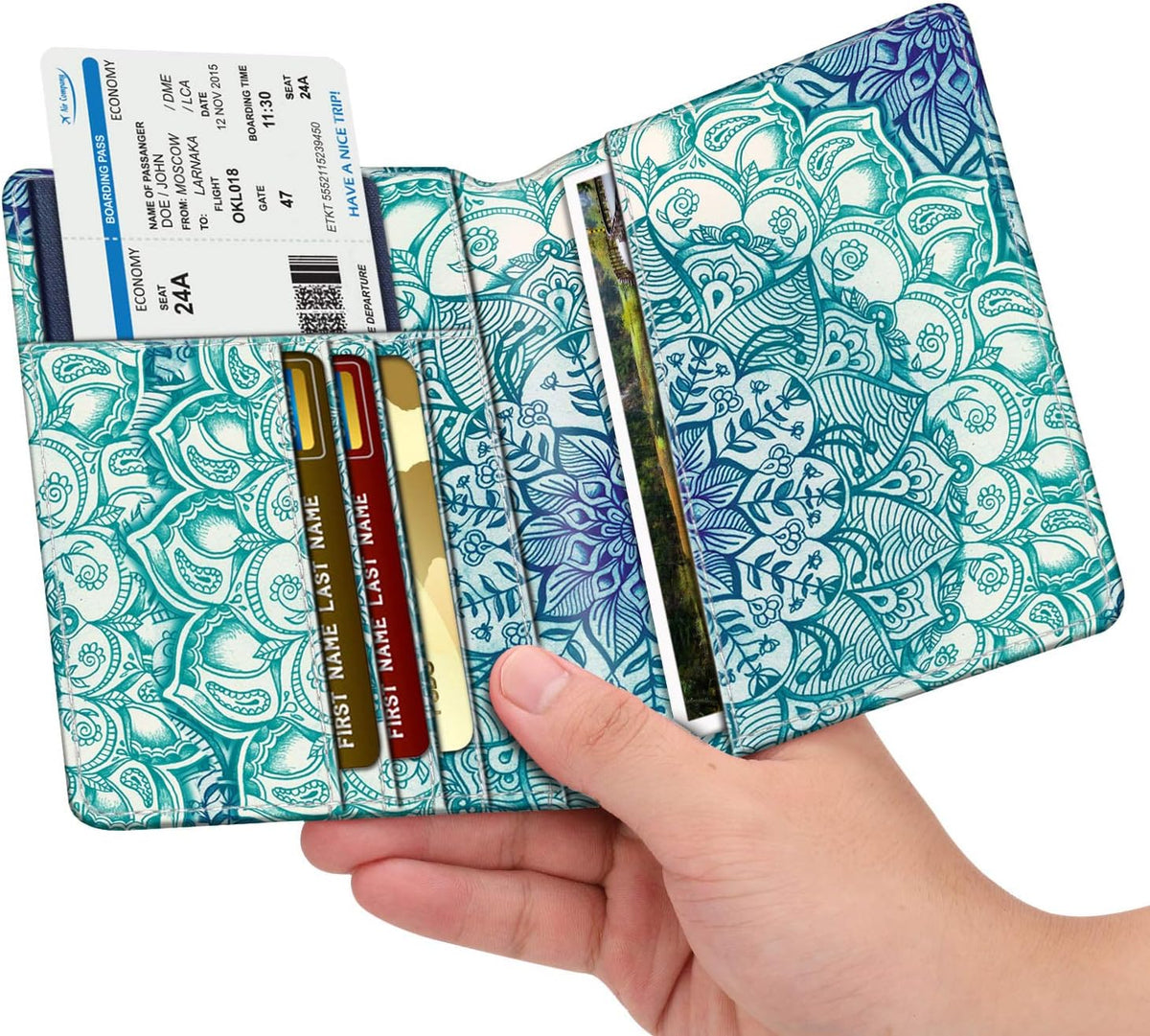 Passport Holder, Slim Travel Wallet RFID Blocking Card Case Cover | Passport Cover Protector Essentials with Credit Card Slots, For Women/Men