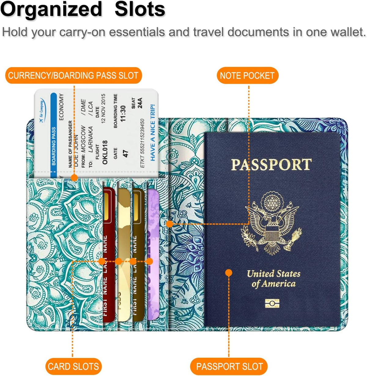 Passport Holder, Slim Travel Wallet RFID Blocking Card Case Cover | Passport Cover Protector Essentials with Credit Card Slots, For Women/Men