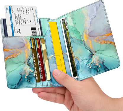 Passport Holder, Slim Travel Wallet RFID Blocking Card Case Cover | Passport Cover Protector Essentials with Credit Card Slots, For Women/Men