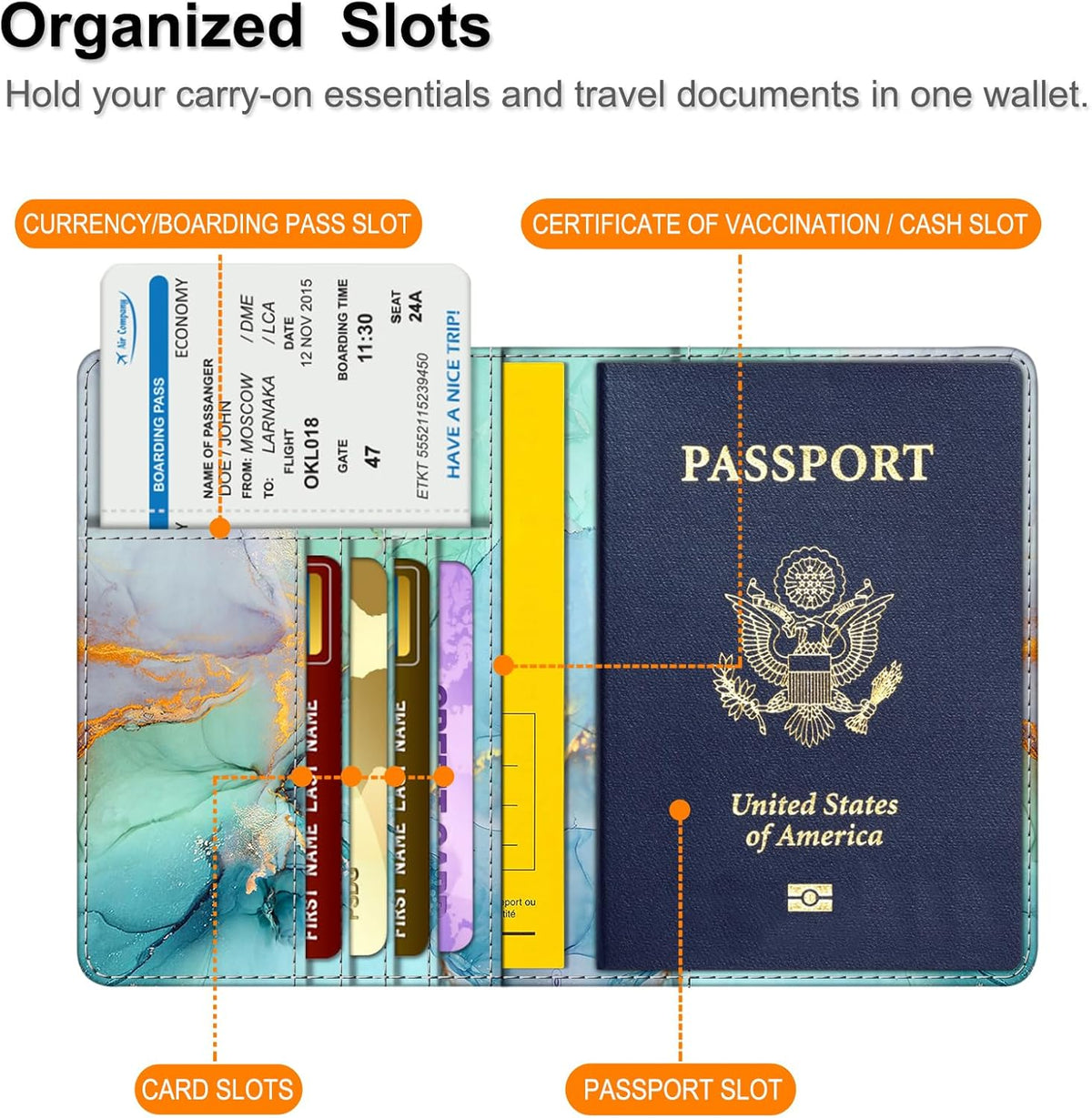 Passport Holder, Slim Travel Wallet RFID Blocking Card Case Cover | Passport Cover Protector Essentials with Credit Card Slots, For Women/Men