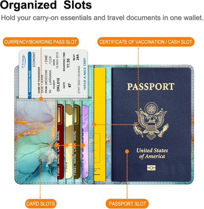 Passport Holder, Slim Travel Wallet RFID Blocking Card Case Cover | Passport Cover Protector Essentials with Credit Card Slots, For Women/Men