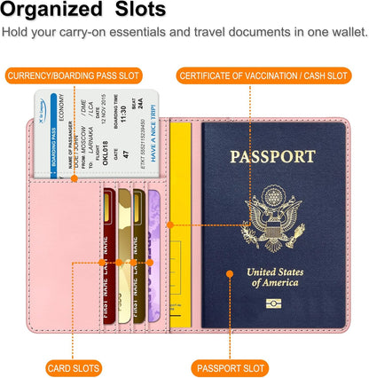 Passport Holder, Slim Travel Wallet RFID Blocking Card Case Cover | Passport Cover Protector Essentials with Credit Card Slots, For Women/Men