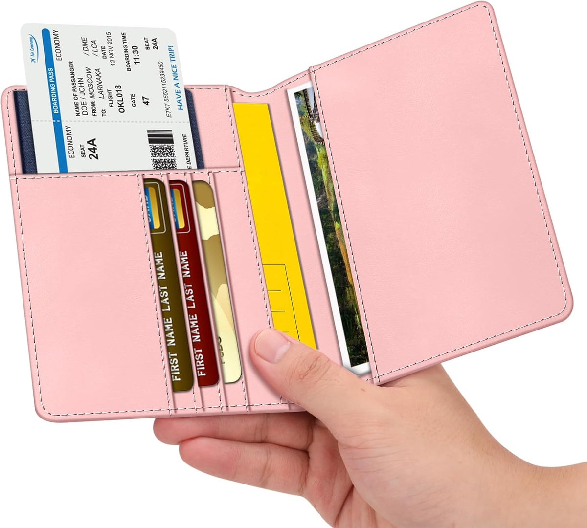 Passport Holder, Slim Travel Wallet RFID Blocking Card Case Cover | Passport Cover Protector Essentials with Credit Card Slots, For Women/Men