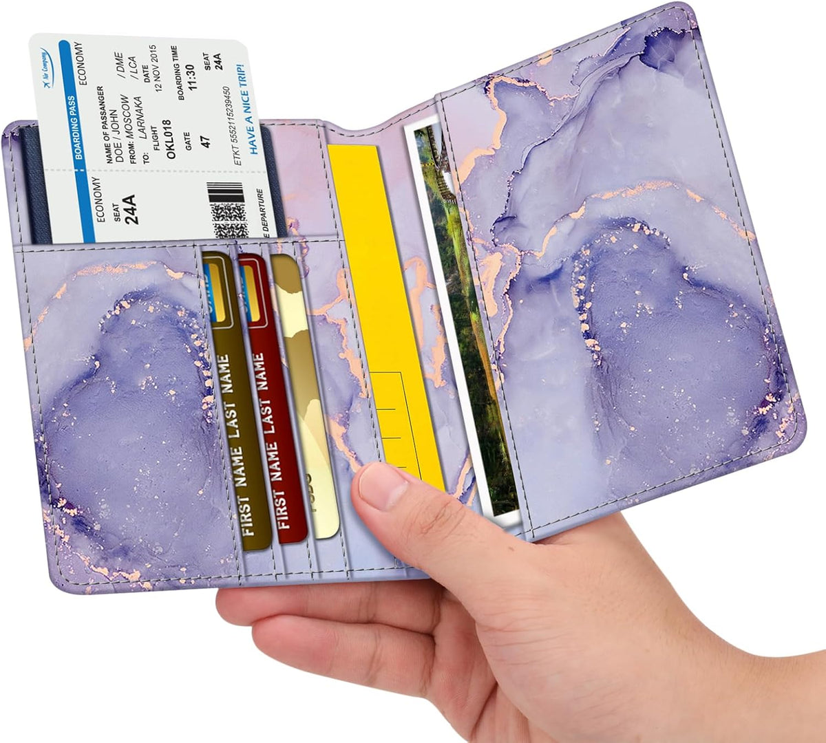 Passport Holder, Slim Travel Wallet RFID Blocking Card Case Cover | Passport Cover Protector Essentials with Credit Card Slots, For Women/Men