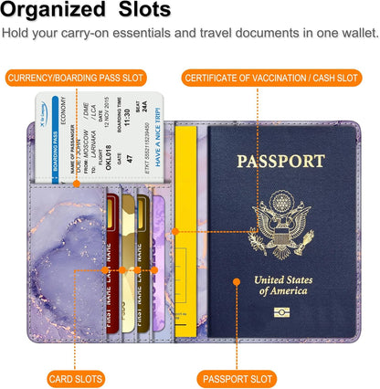 Passport Holder, Slim Travel Wallet RFID Blocking Card Case Cover | Passport Cover Protector Essentials with Credit Card Slots, For Women/Men