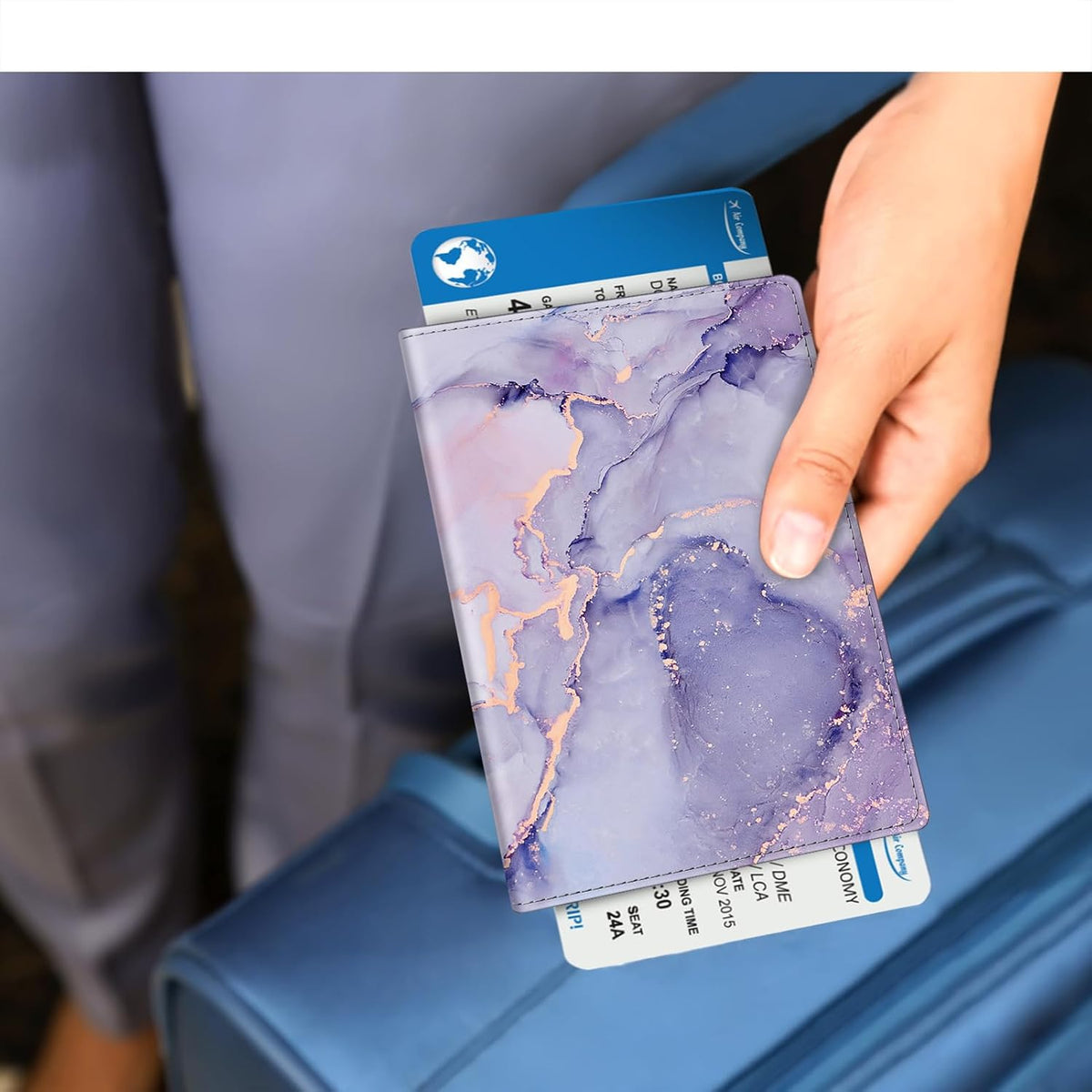 Passport Holder, Slim Travel Wallet RFID Blocking Card Case Cover | Passport Cover Protector Essentials with Credit Card Slots, For Women/Men