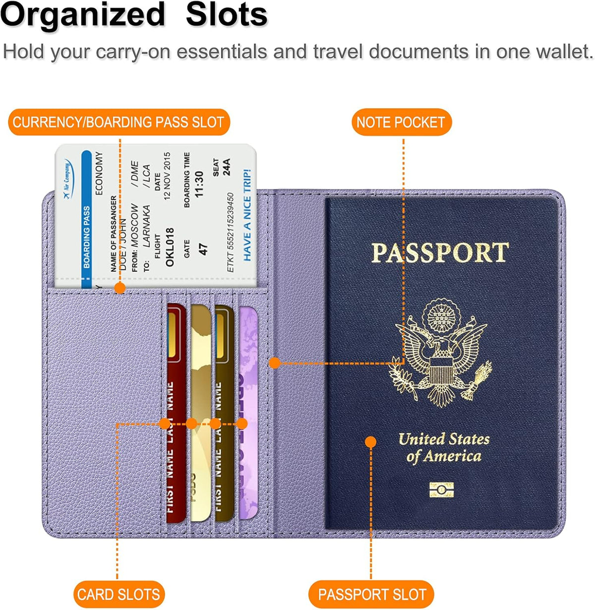 Passport Holder, Slim Travel Wallet RFID Blocking Card Case Cover | Passport Cover Protector Essentials with Credit Card Slots, For Women/Men