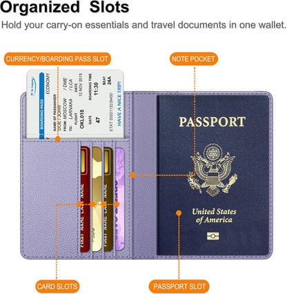 Passport Holder, Slim Travel Wallet RFID Blocking Card Case Cover | Passport Cover Protector Essentials with Credit Card Slots, For Women/Men