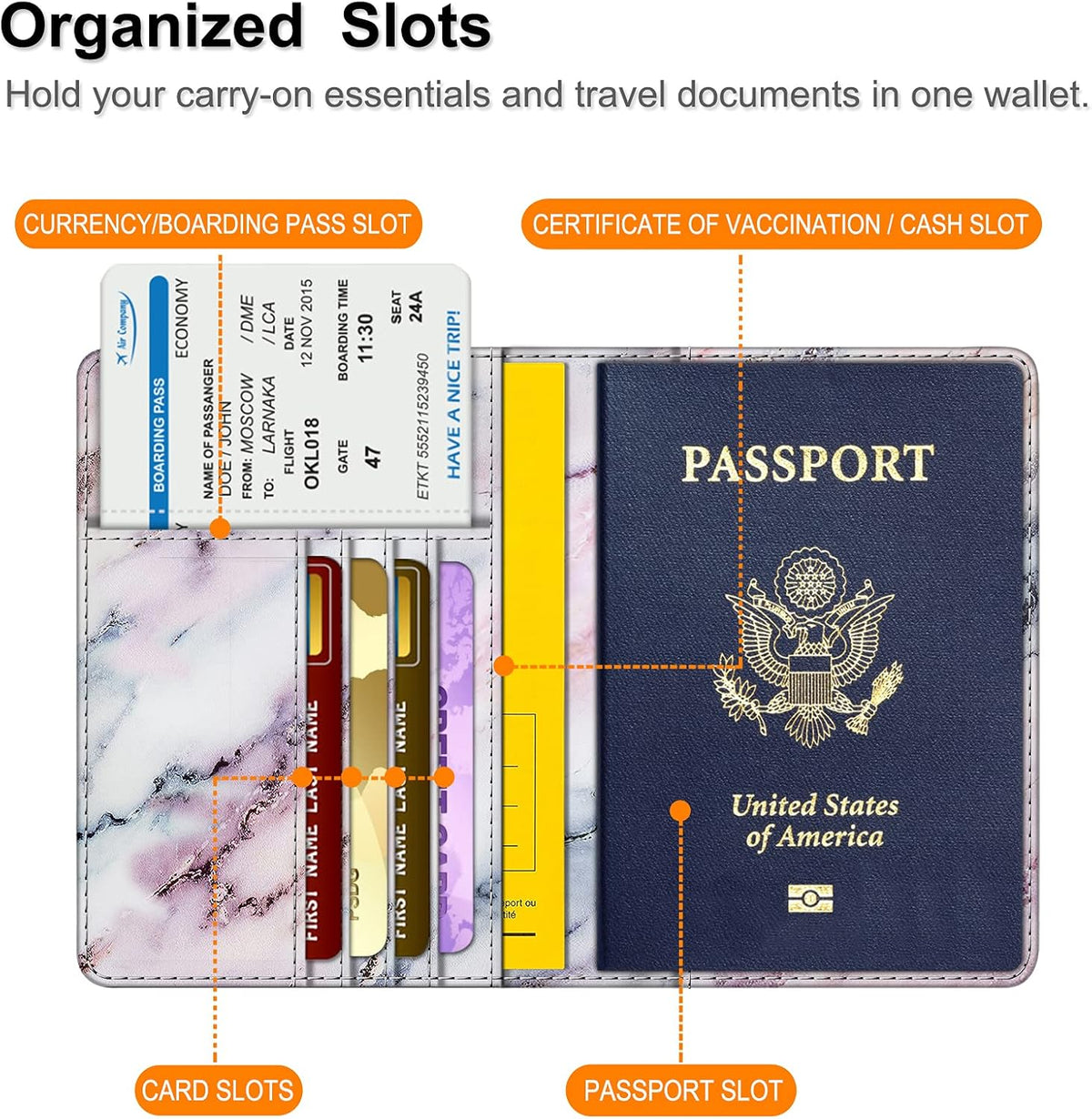 Passport Holder, Slim Travel Wallet RFID Blocking Card Case Cover | Passport Cover Protector Essentials with Credit Card Slots, For Women/Men
