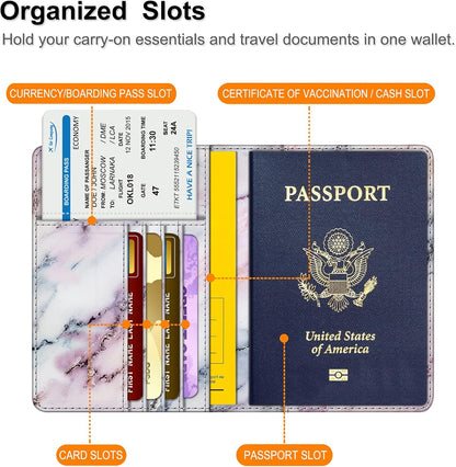 Passport Holder, Slim Travel Wallet RFID Blocking Card Case Cover | Passport Cover Protector Essentials with Credit Card Slots, For Women/Men