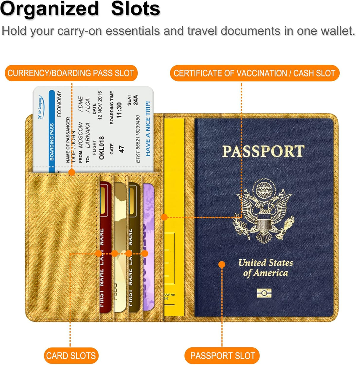 Passport Holder, Slim Travel Wallet RFID Blocking Card Case Cover | Passport Cover Protector Essentials with Credit Card Slots, For Women/Men