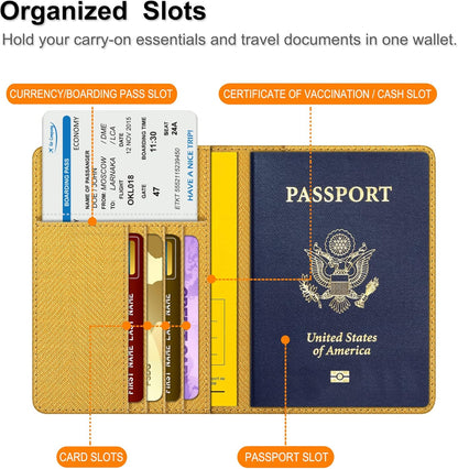 Passport Holder, Slim Travel Wallet RFID Blocking Card Case Cover | Passport Cover Protector Essentials with Credit Card Slots, For Women/Men
