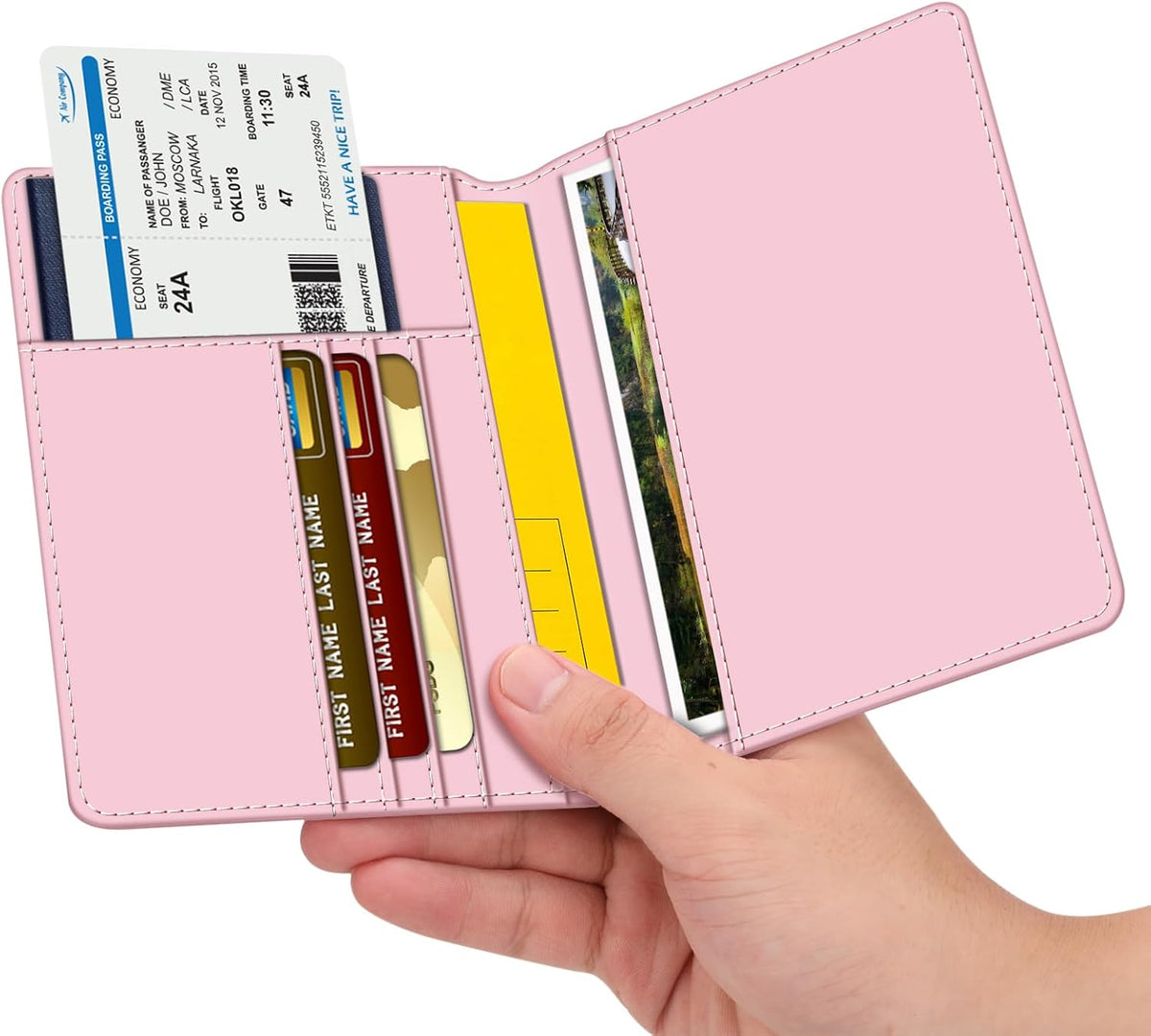 Passport Holder, Slim Travel Wallet RFID Blocking Card Case Cover | Passport Cover Protector Essentials with Credit Card Slots, For Women/Men