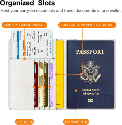 Passport Holder, Slim Travel Wallet RFID Blocking Card Case Cover | Passport Cover Protector Essentials with Credit Card Slots, For Women/Men
