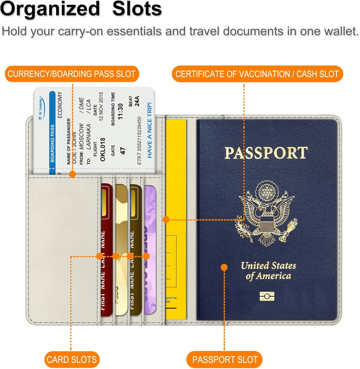 Passport Holder, Slim Travel Wallet RFID Blocking Card Case Cover | Passport Cover Protector Essentials with Credit Card Slots, For Women/Men