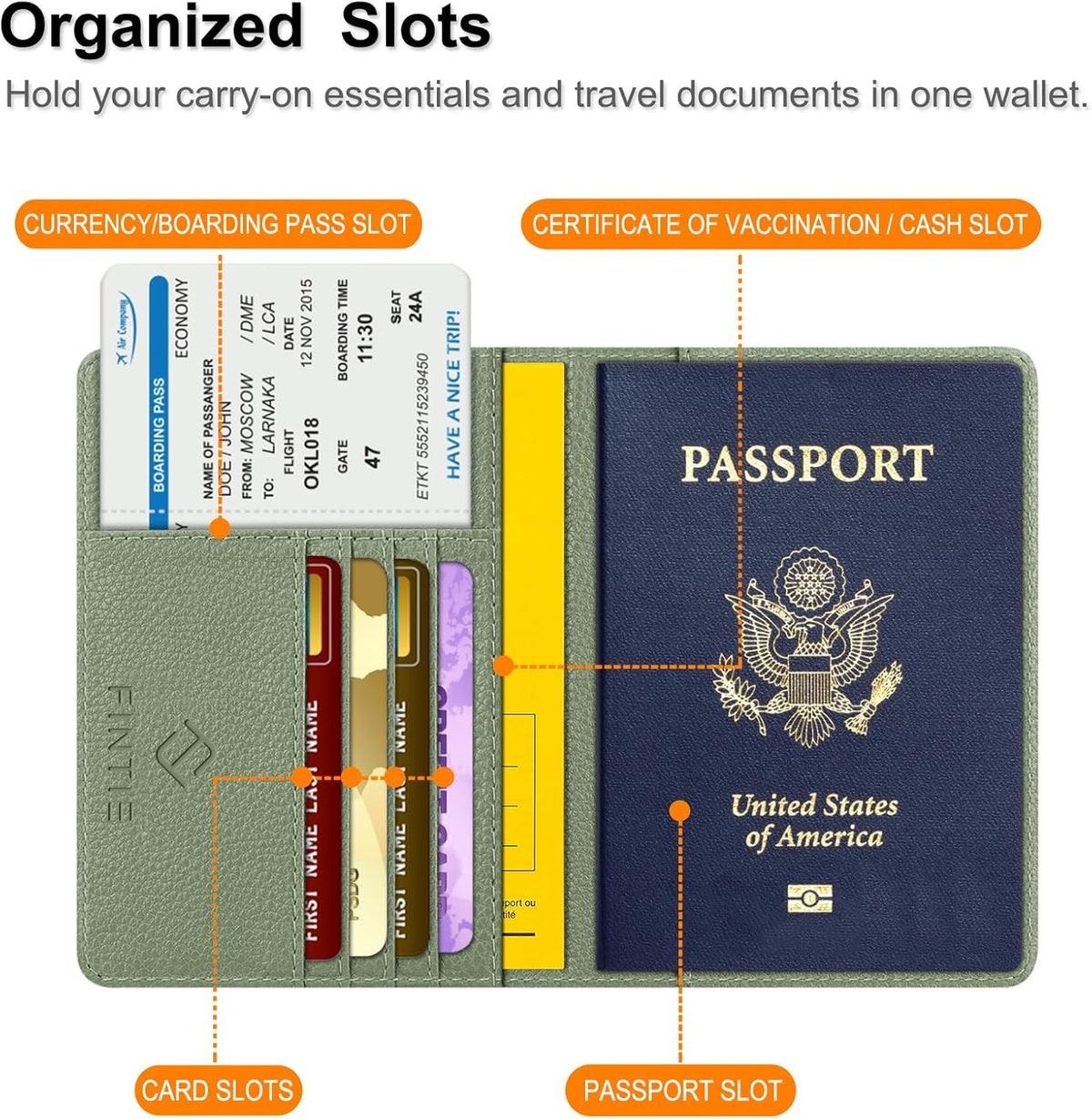 Passport Holder, Slim Travel Wallet RFID Blocking Card Case Cover | Passport Cover Protector Essentials with Credit Card Slots, For Women/Men