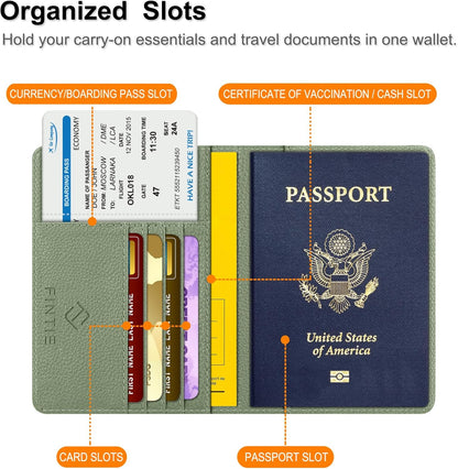 Passport Holder, Slim Travel Wallet RFID Blocking Card Case Cover | Passport Cover Protector Essentials with Credit Card Slots, For Women/Men