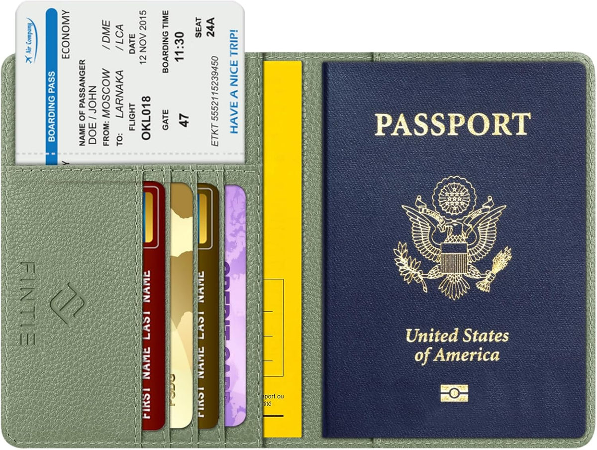Passport Holder, Slim Travel Wallet RFID Blocking Card Case Cover | Passport Cover Protector Essentials with Credit Card Slots, For Women/Men