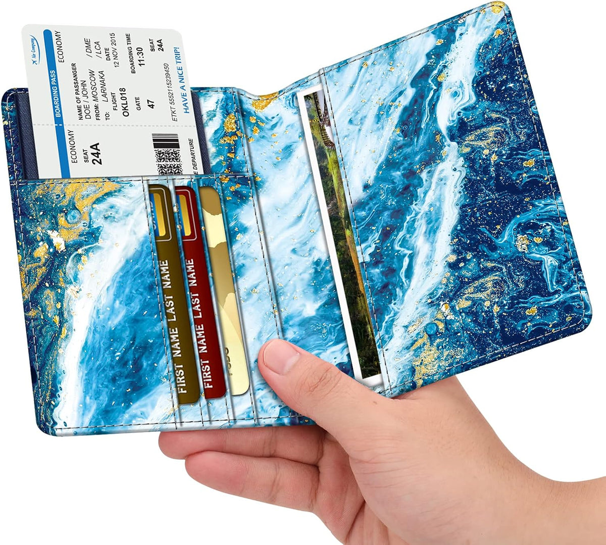 Passport Holder, Slim Travel Wallet RFID Blocking Card Case Cover | Passport Cover Protector Essentials with Credit Card Slots, For Women/Men