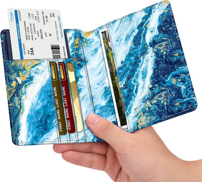 Passport Holder, Slim Travel Wallet RFID Blocking Card Case Cover | Passport Cover Protector Essentials with Credit Card Slots, For Women/Men
