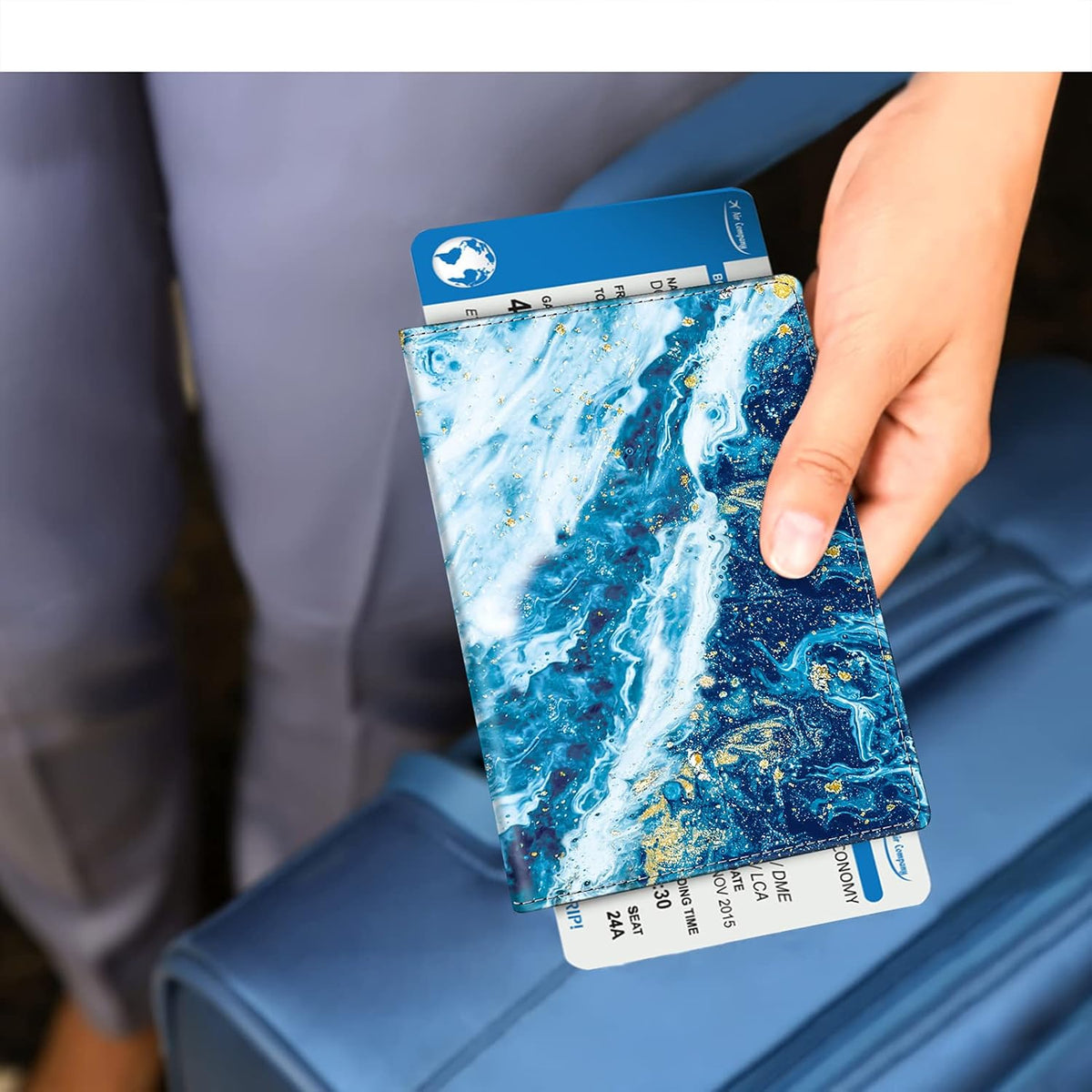 Passport Holder, Slim Travel Wallet RFID Blocking Card Case Cover | Passport Cover Protector Essentials with Credit Card Slots, For Women/Men