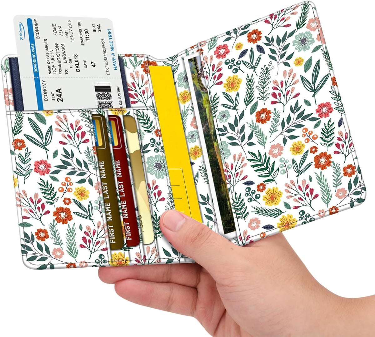 Passport Holder, Slim Travel Wallet RFID Blocking Card Case Cover | Passport Cover Protector Essentials with Credit Card Slots, For Women/Men