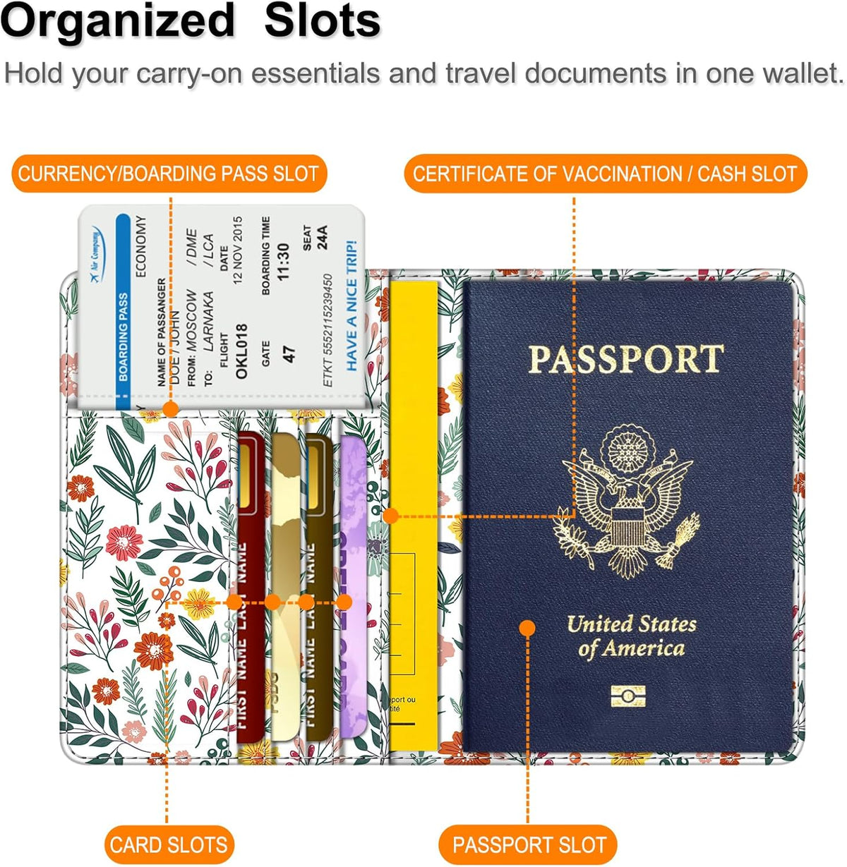 Passport Holder, Slim Travel Wallet RFID Blocking Card Case Cover | Passport Cover Protector Essentials with Credit Card Slots, For Women/Men