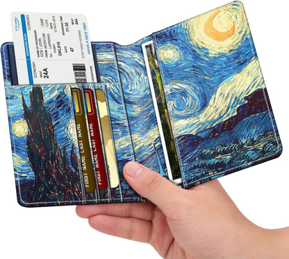 Passport Holder, Slim Travel Wallet RFID Blocking Card Case Cover | Passport Cover Protector Essentials with Credit Card Slots, For Women/Men