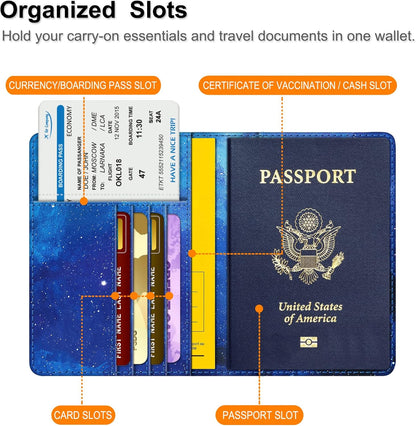 Passport Holder, Slim Travel Wallet RFID Blocking Card Case Cover | Passport Cover Protector Essentials with Credit Card Slots, For Women/Men
