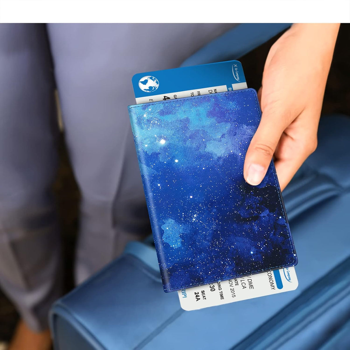 Passport Holder, Slim Travel Wallet RFID Blocking Card Case Cover | Passport Cover Protector Essentials with Credit Card Slots, For Women/Men
