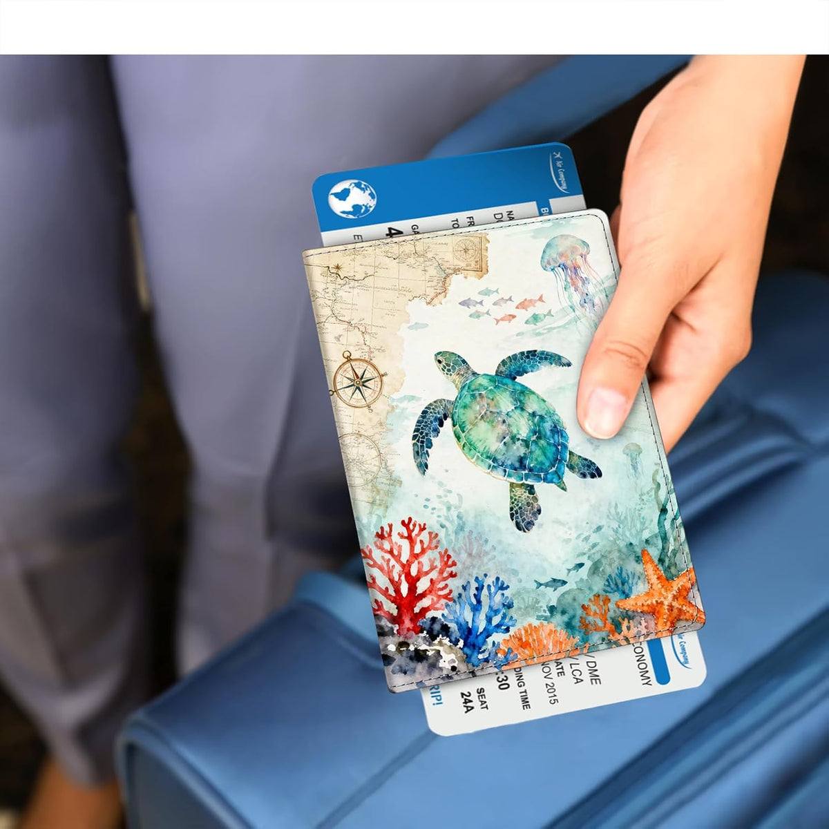 Passport Holder, Slim Travel Wallet RFID Blocking Card Case Cover | Passport Cover Protector Essentials with Credit Card Slots, For Women/Men