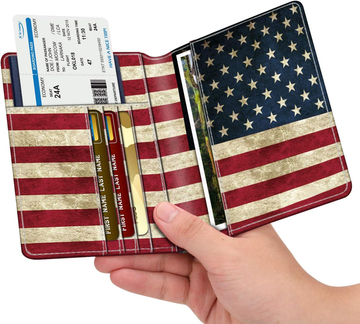 Passport Holder, Slim Travel Wallet RFID Blocking Card Case Cover | Passport Cover Protector Essentials with Credit Card Slots, For Women/Men