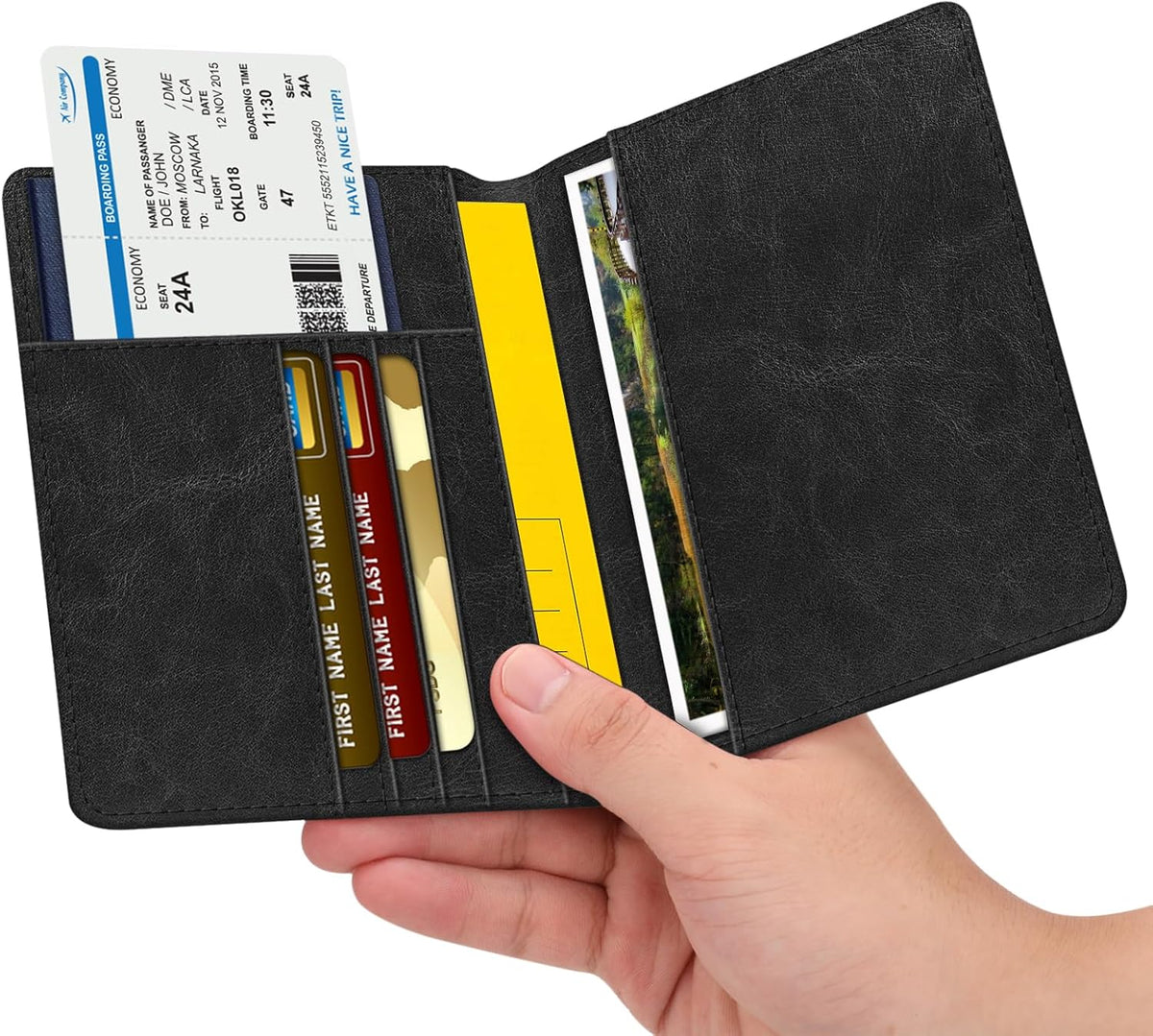 Passport Holder, Slim Travel Wallet RFID Blocking Card Case Cover | Passport Cover Protector Essentials with Credit Card Slots, For Women/Men