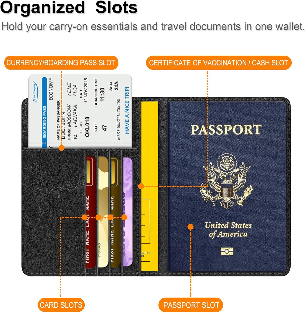 Passport Holder, Slim Travel Wallet RFID Blocking Card Case Cover | Passport Cover Protector Essentials with Credit Card Slots, For Women/Men